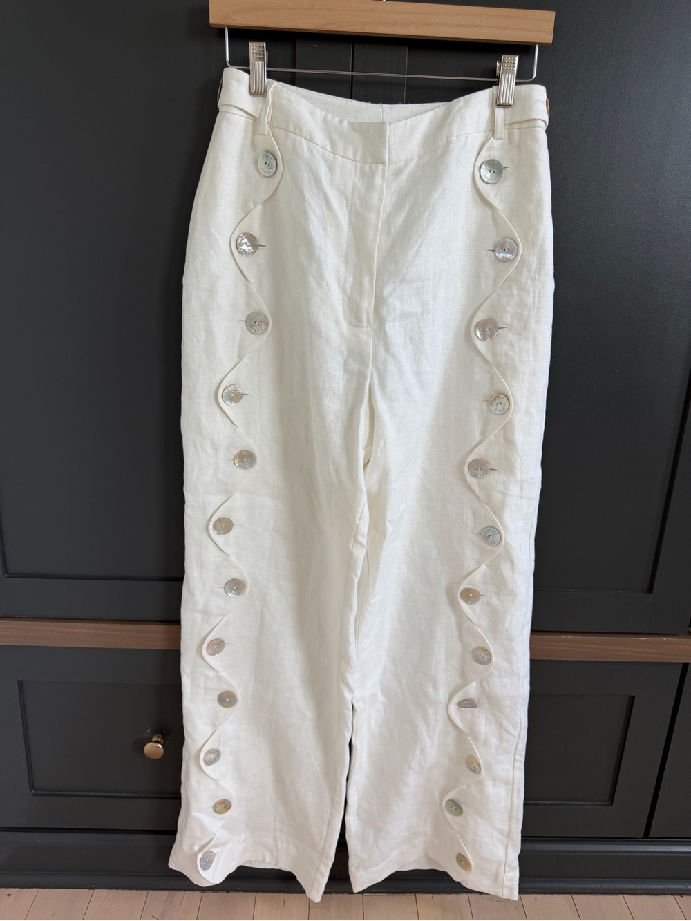 FARM Rio Wide Leg Linen Button Pants | M